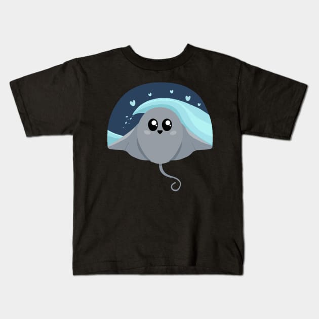 Waves Behind Baby Stingray Kids T-Shirt by PandLCreations